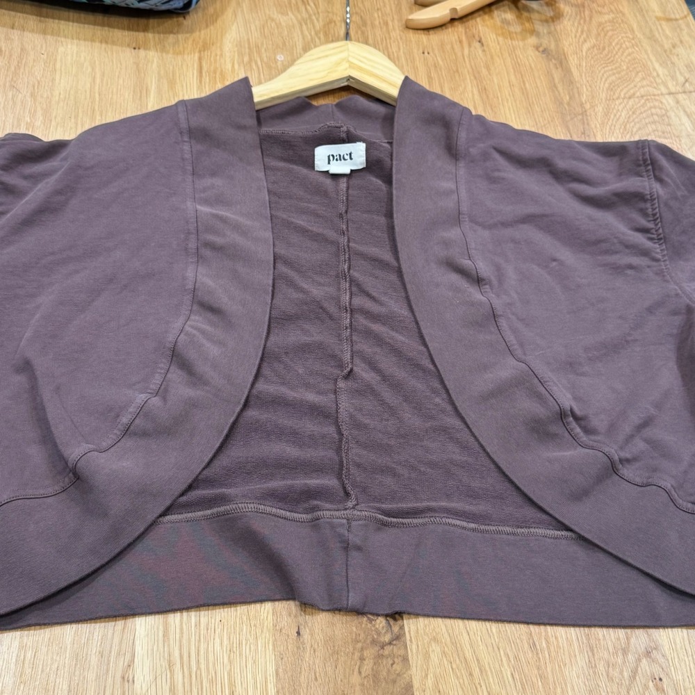 Set of 2 Pact Soft Organic Cotton Cropped Shrug Cardigan Bundle Brown Pink M/L - Picture 4 of 9